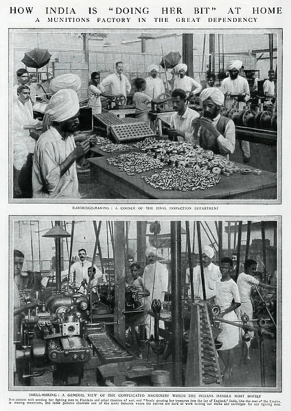 Indian factory workers making munitions, 1915
