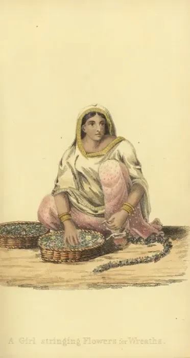 Framed Print : Indian girl stringing flowers for wreaths Framed Print : Indian girl stringing flowers for wreaths