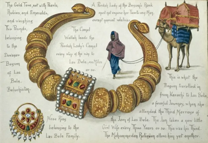 Framed Print : Indian gold tore and nose ring c. 1912