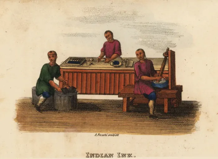 Framed Print : Indian ink manufacture, Qing Dynasty China Framed Print : Indian ink manufacture, Qing Dynasty China
