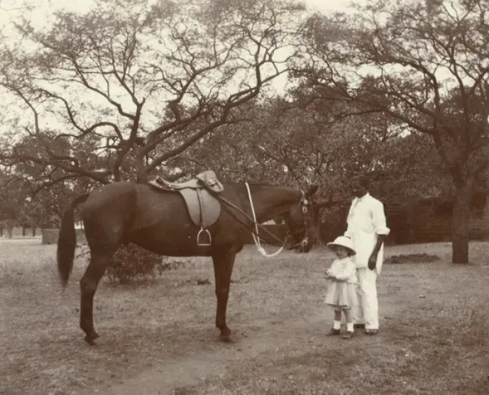 Framed Print : Indian man and girl with horse Framed Print : Indian man and girl with horse