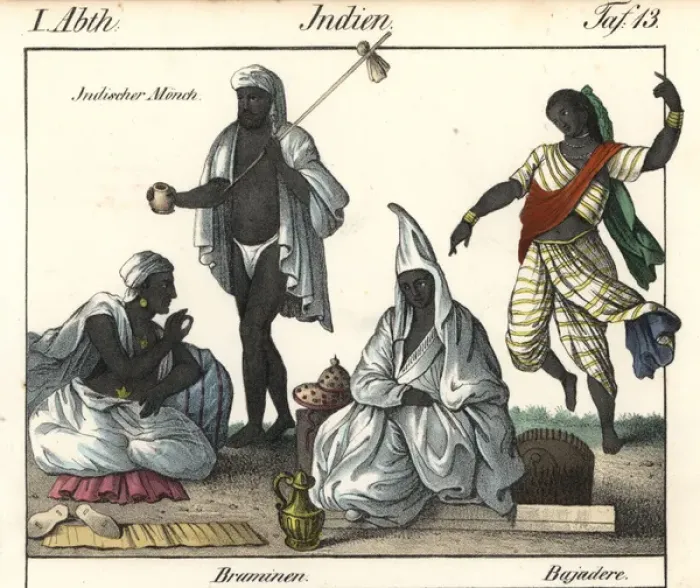 Framed Print : Indian monk, two Brahmin and temple dancer Framed Print : Indian monk, two Brahmin and temple dancer