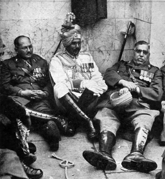 Framed Print : Indian officers resting after the 1937 Coronation Framed Print : Indian officers resting after the 1937 Coronation