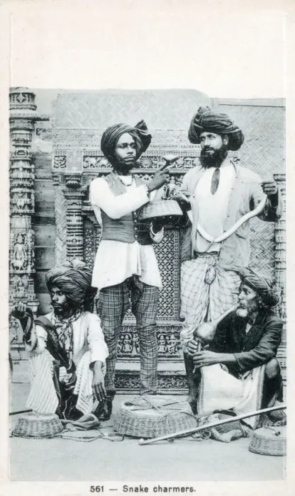 Framed Print : Indian snake charmers. Date: 1900s Framed Print : Indian snake charmers. Date: 1900s