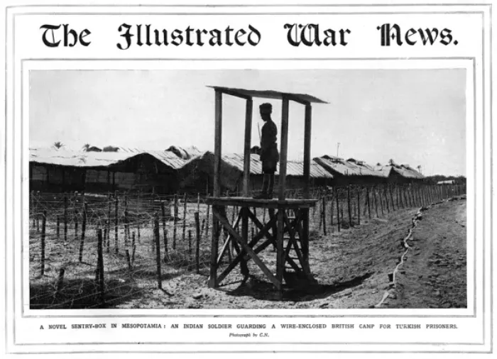 Framed Print : Indian soldier stands guard during World War I Framed Print : Indian soldier stands guard during World War I