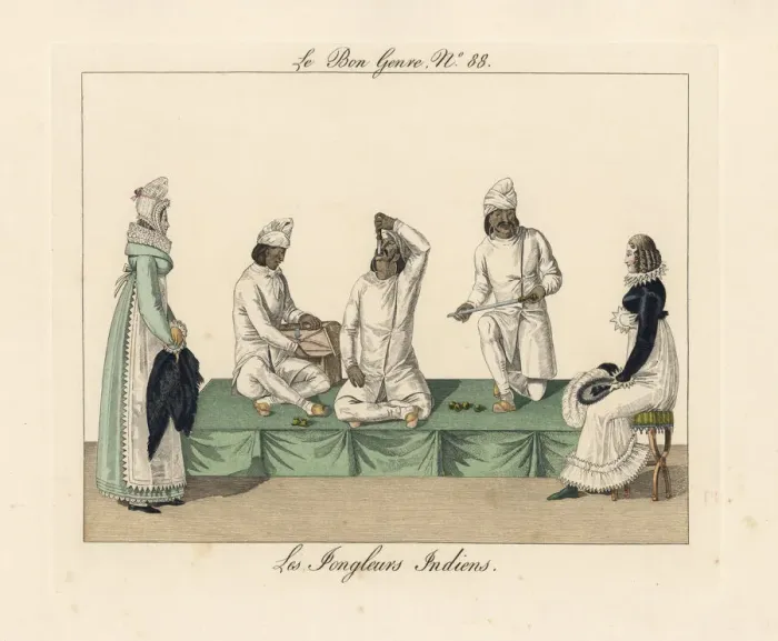 Framed Print : Indian sword swallower in Paris, 1816 Framed Print : Indian sword swallower in Paris, 1816