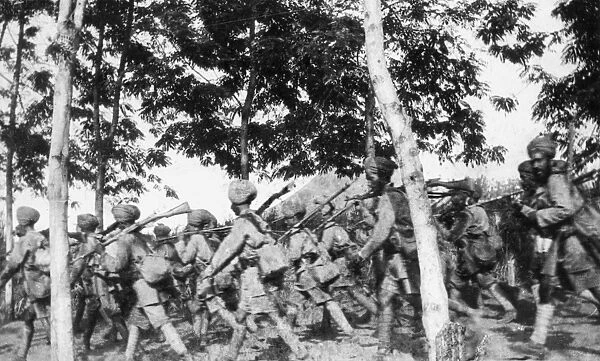 Indian troops on the move, Lindi theatre, East Africa, WW1
