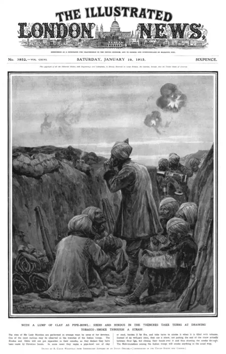 Framed Print : Indian troops smoking in the trenches during World War I Framed Print : Indian troops smoking in the trenches during World War I