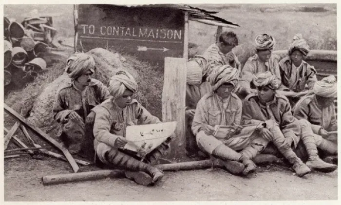 Framed Print : Indian troops stationed at Contalmaison during WWI
