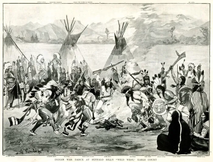 Framed Print : Indian War Dance at Buffalo Bills Wild West Show