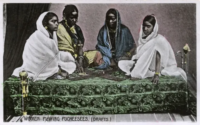 Framed Print : Four Indian women playing Pachisi, India Framed Print : Four Indian women playing Pachisi, India