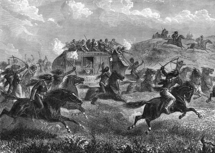 Framed Print : Indians Attack Mail / 1860 Framed Print : Indians Attack Mail / 1860