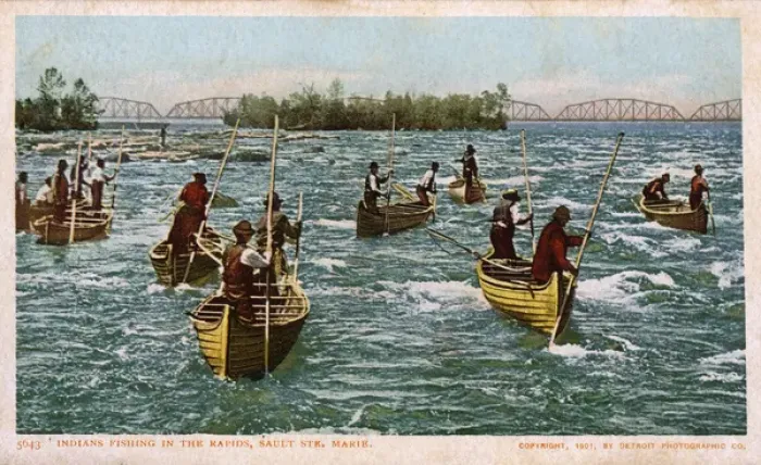 Framed Print : Indians fishing, Rapids, Sault Sainte Marie, Ontario, Canada Framed Print : Indians fishing, Rapids, Sault Sainte Marie, Ontario, Canada