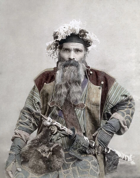 Indigenous Ainu or Aino man, Hokkaido, Japan, c. 1880