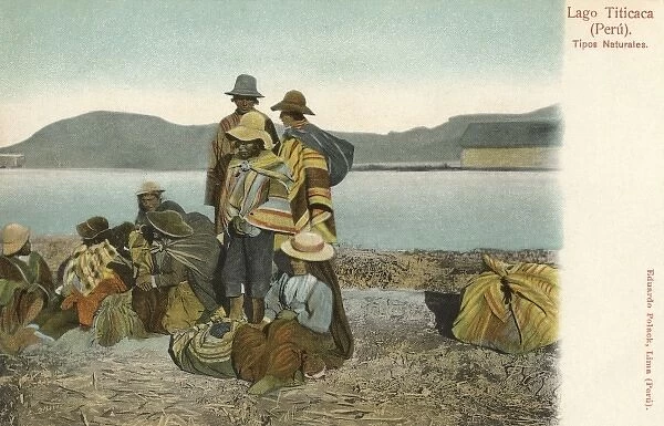 Indigenous Peruvian Indians at Lake Titicaca, Peru