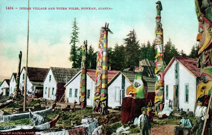 Framed Print : Indigenous Village with Totem Poles, Howkan, Alaska, USA Framed Print : Indigenous Village with Totem Poles, Howkan, Alaska, USA