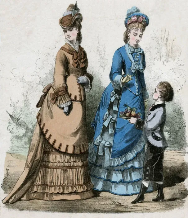 Framed Print : Indoor costumes for 1875 Framed Print : Indoor costumes for 1875