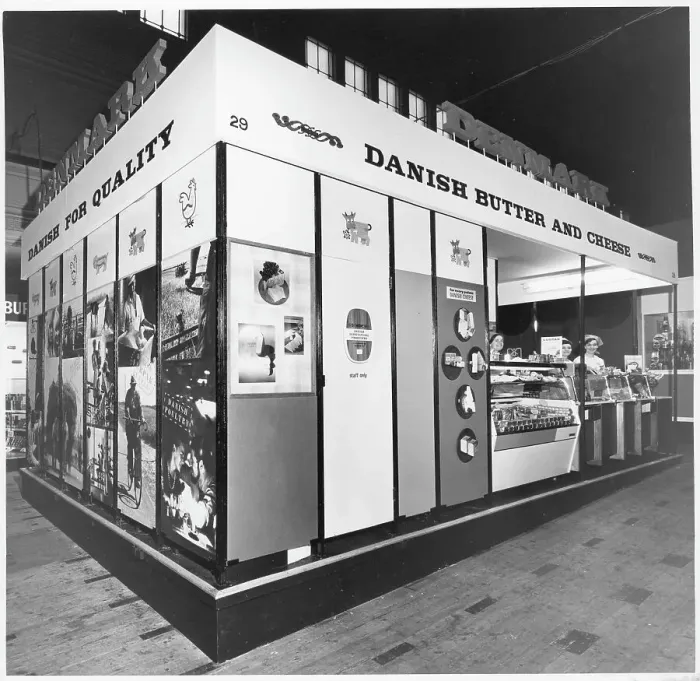 Framed Print : Indoor promotional market stall for Danish Butter and Cheese Framed Print : Indoor promotional market stall for Danish Butter and Cheese