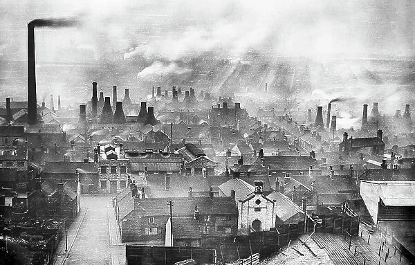 Industrial panorama, Hanley, Stoke on Trent, early 1900s