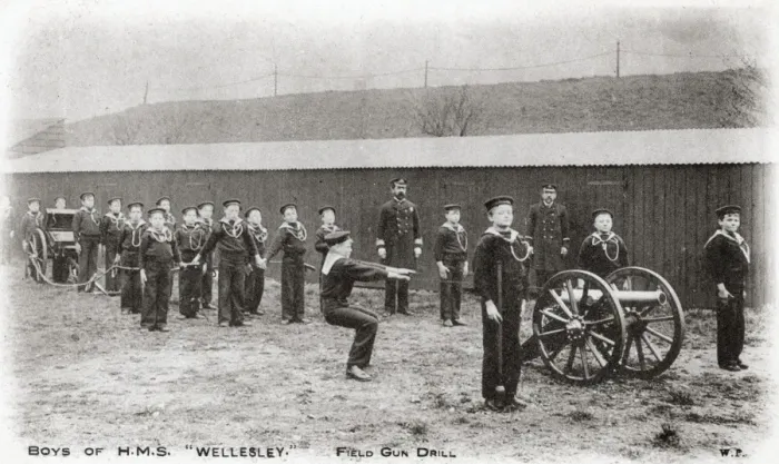 Framed Print : Industrial School Training Ship HMS Wellesley - Field Gun Dr Framed Print : Industrial School Training Ship HMS Wellesley - Field Gun Dr