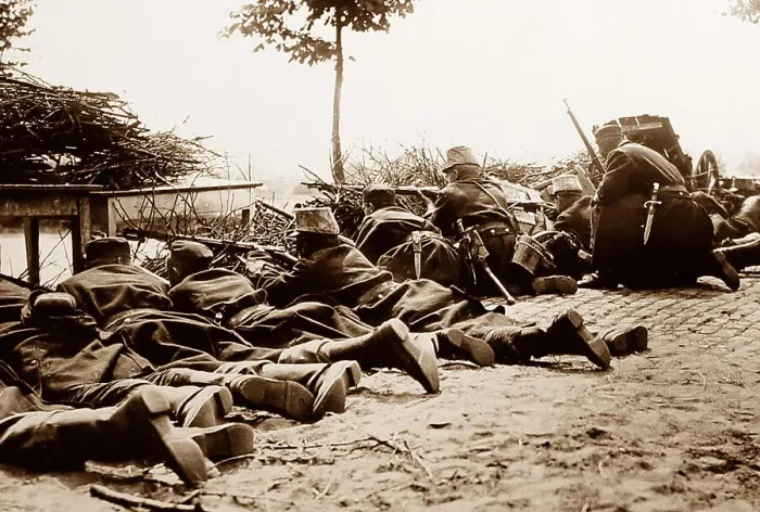 Framed Print : Infantry in Belgium during WW1