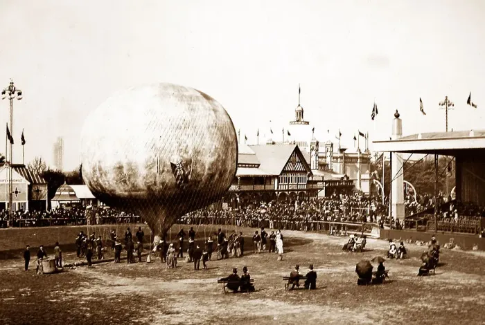 Framed Print : Inflating the balloon, Royal Naval Exhibition Framed Print : Inflating the balloon, Royal Naval Exhibition
