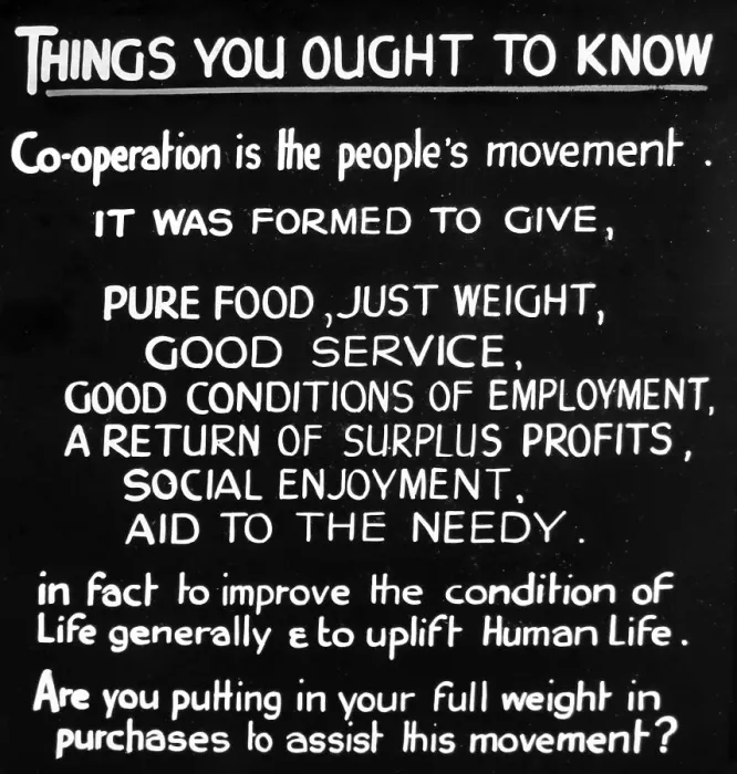 Framed Print : Information slide for the Cooperation Movement Framed Print : Information slide for the Cooperation Movement