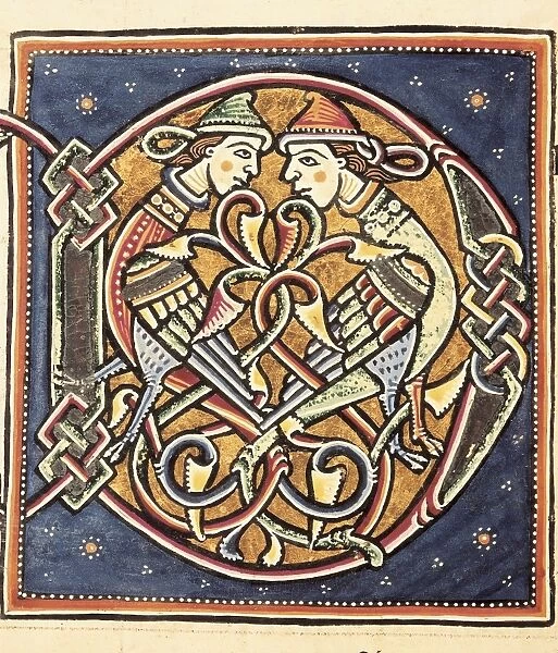 Initial capital letter D. Miniature from a Bible