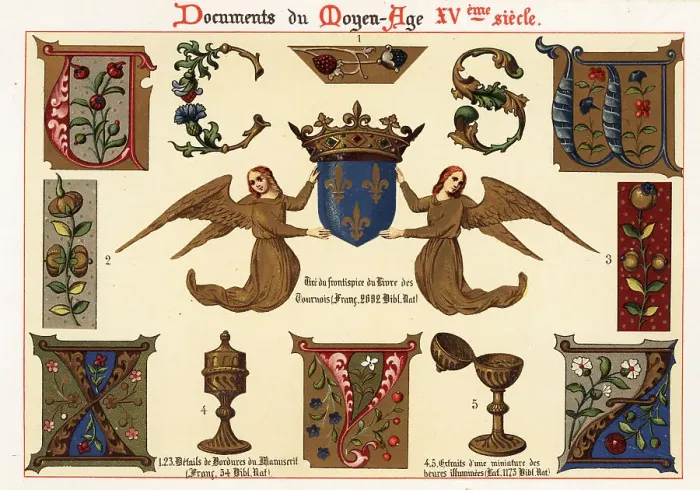 Framed Print : Initial letters, design elements from illuminated manuscripts, 1 Framed Print : Initial letters, design elements from illuminated manuscripts, 1
