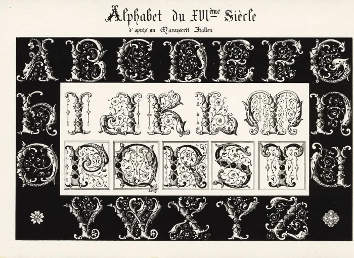 Framed Print : Initial letters taken from a 16th century Italian manuscript Framed Print : Initial letters taken from a 16th century Italian manuscript
