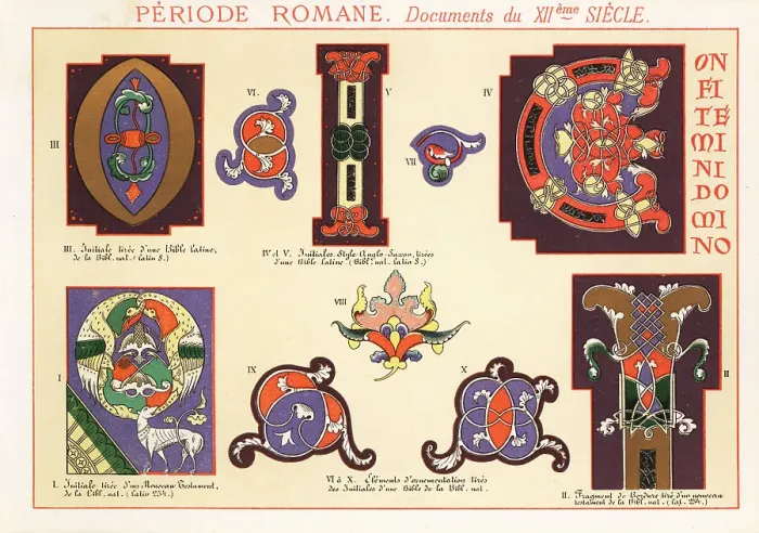 Framed Print : Initials, Anglo-Saxon initials, design elements from documents o Framed Print : Initials, Anglo-Saxon initials, design elements from documents o