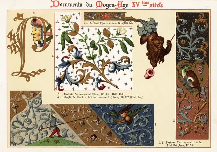 Framed Print : Initials, borders, and design elements from illuminated manuscri Framed Print : Initials, borders, and design elements from illuminated manuscri