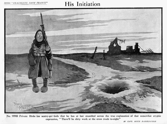 Framed Print : His Initiation, by Bairnsfather Framed Print : His Initiation, by Bairnsfather