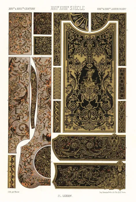 Framed Print : Inlaid work, Boulle, 17th and 18th centuries Framed Print : Inlaid work, Boulle, 17th and 18th centuries