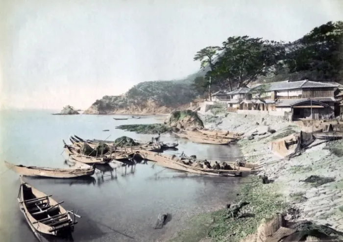 Framed Print : Inland sea Wakayama, Japan circa 1880s. Date: circa 1880s Framed Print : Inland sea Wakayama, Japan circa 1880s. Date: circa 1880s