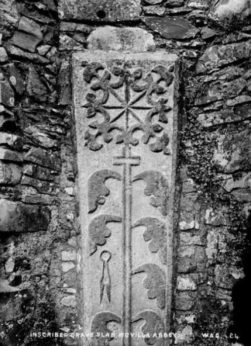 Framed Print : Inscribed Grave Slab, Movilla Abbey Framed Print : Inscribed Grave Slab, Movilla Abbey