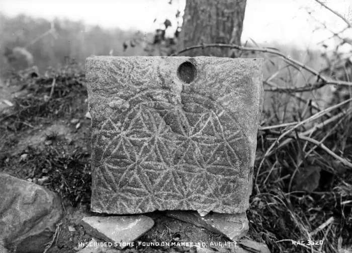 Framed Print : Inscribed Stone Found on Mahee Island, Aug. 1919 Framed Print : Inscribed Stone Found on Mahee Island, Aug. 1919