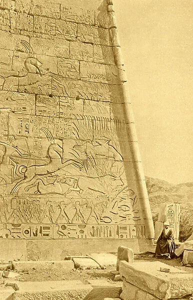 Inscriptions on temple wall, Medinet Habu, Luxor, Egypt