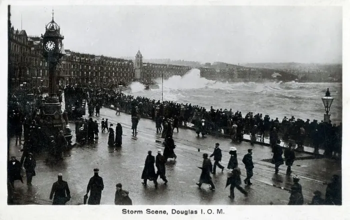 Framed Print : (insert). Douglas, Isle of Man - Promenade, Douglas during a storm Date: circa 1910s Framed Print : (insert). Douglas, Isle of Man - Promenade, Douglas during a storm Date: circa 1910s