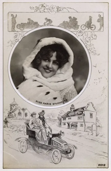 Framed Print : Inset circular portrait photograph of Miss Marie Studholme Framed Print : Inset circular portrait photograph of Miss Marie Studholme
