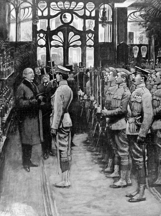Framed Print : Inspection of Territorials at Harrods, London, 1909 Framed Print : Inspection of Territorials at Harrods, London, 1909