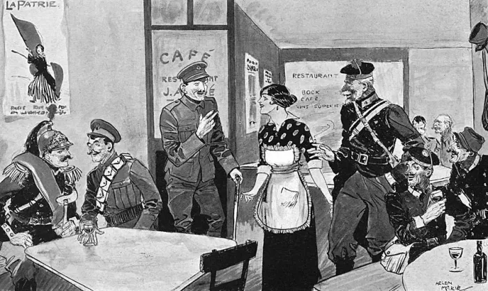 Framed Print : Inter-Allied Fraternisation - Paris Cafe - WW1 Framed Print : Inter-Allied Fraternisation - Paris Cafe - WW1