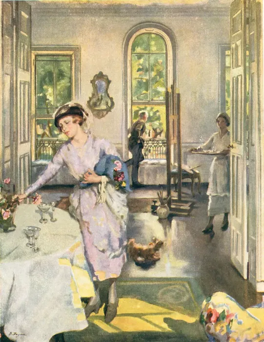 Framed Print : Interior. An oil painting of a fine house interior Framed Print : Interior. An oil painting of a fine house interior