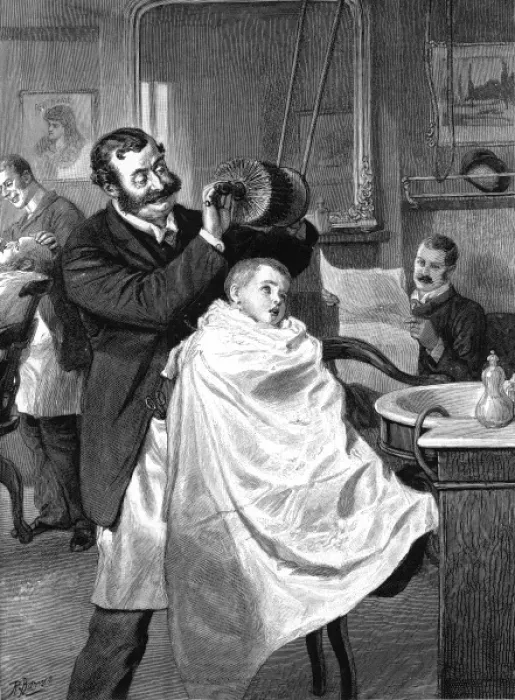 Framed Print : Interior of a Barbers Shop, 1890 Framed Print : Interior of a Barbers Shop, 1890