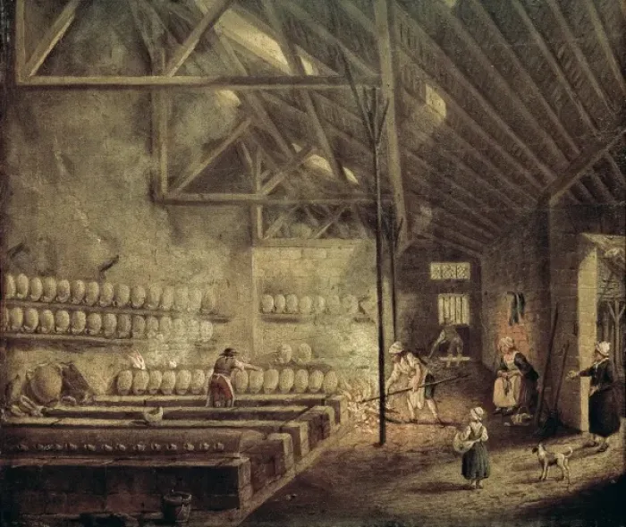 Framed Print : Interior of a cellar. French School. 18th c Framed Print : Interior of a cellar. French School. 18th c