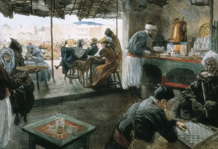 Framed Print : Interior of a coffee in a city of Morocco. 20th Framed Print : Interior of a coffee in a city of Morocco. 20th