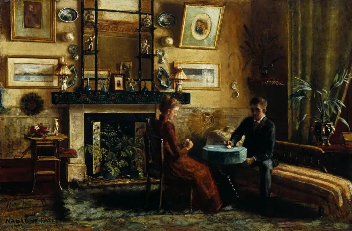 Framed Print : Interior with a couple playing cards Framed Print : Interior with a couple playing cards