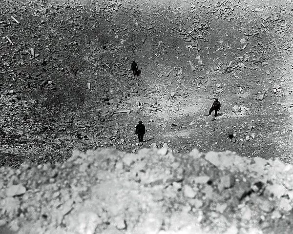Interior of a mine crater, Western Front, WW1