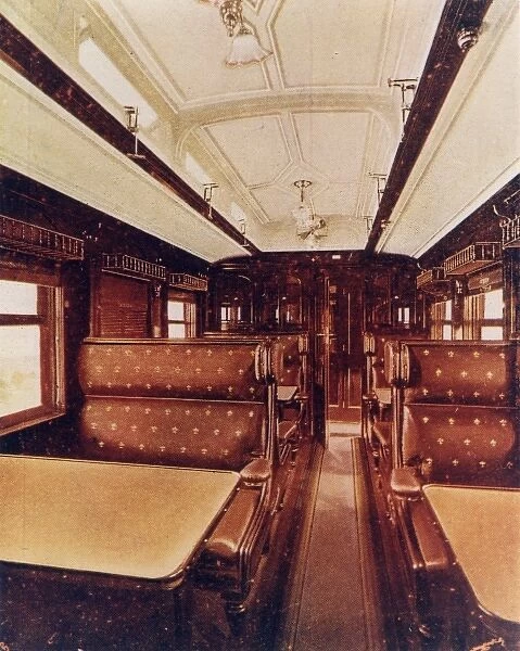 Interior of dining car, Central South African Railways