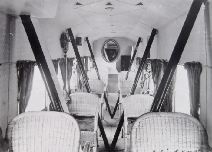 Framed Print : Interior of early London to Paris passenger aircraft Framed Print : Interior of early London to Paris passenger aircraft